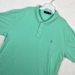 Polo Ralph Lauren Green Polo Shirt Mens 4XLT Tall Big Blue Pony Knit